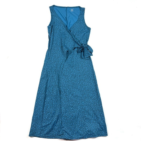 Patagonia Wrap It up Dress Blue Geo Print Sleeveless Faux Wrap - Picture 1 of 5